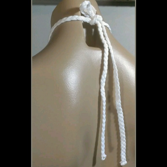 SO WHITE FLORAL HALTER TANK TUBE TOP SHIRT - Picture 5 of 8